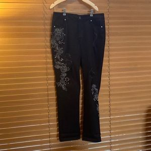 Black INC Denim bedazzled distressed jeans-boyfriend curvy fit-Gently Loved (OL)